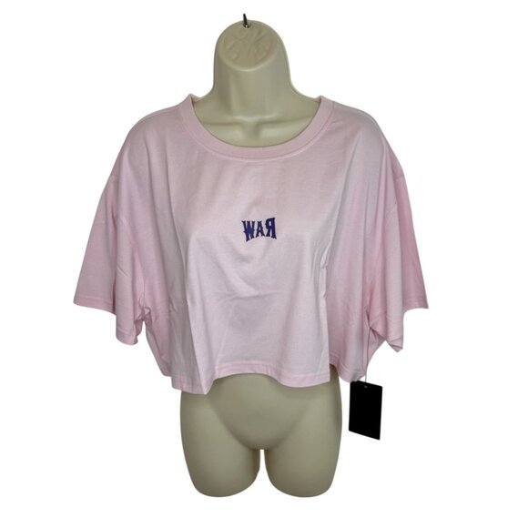 NEW Raw Gear ‘WAR’ Pink Crop Tee - Size L - Picture 1 of 4